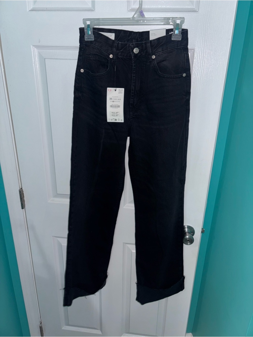 Zara Black Wide Leg Jeans Size 4 NWT